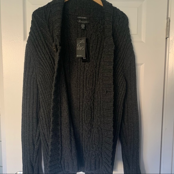NWT INC Luxe Charcoal Gray Button Up Sweater XL - Picture 3 of 7